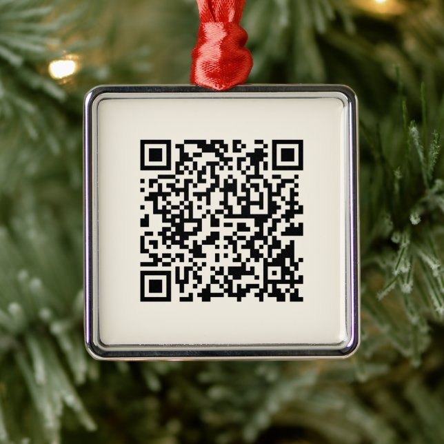 Instantly Create a QR Code | Editable Off White Metal Ornament (Tree)