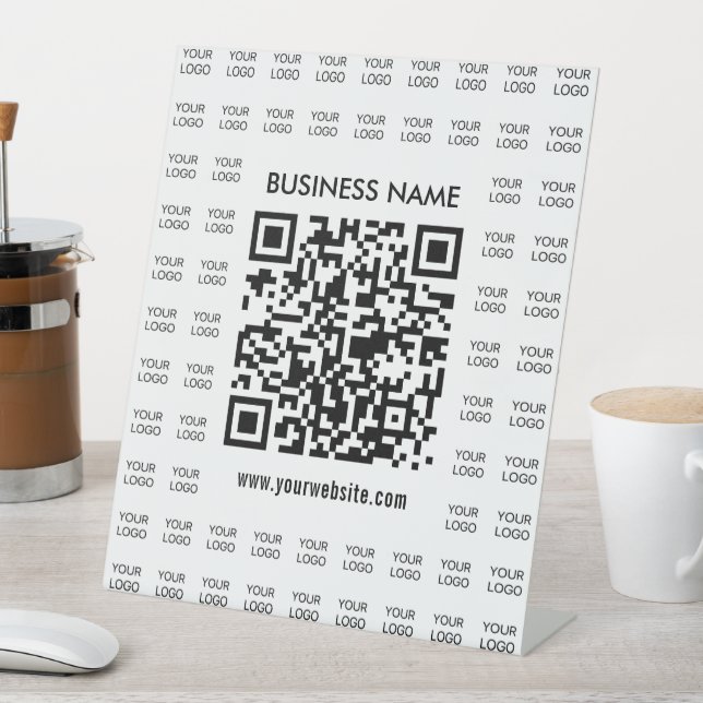 Instantly Create Scannable QR code & Logo Pattern Pedestal Sign (In SItu)