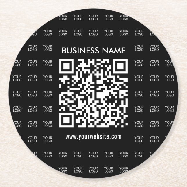 Instantly Create Scannable QR code & Logo Pattern Round Paper Coaster (Front)