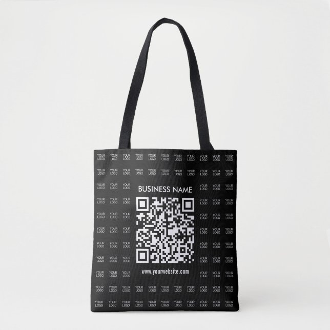 Instantly Create Scannable QR code & Logo Pattern Tote Bag (Front)