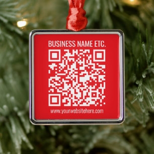 Instantly Create Your Own QR Code   Editable Red Metal Ornament