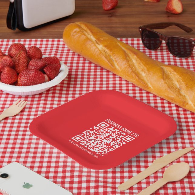 Instantly Create Your Own QR Code | Editable Red Paper Plate (Picnic)