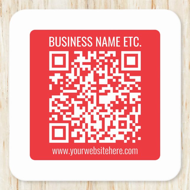 Instantly Create Your Own QR Code | Editable Red Square Paper Coaster (Creator Uploaded)