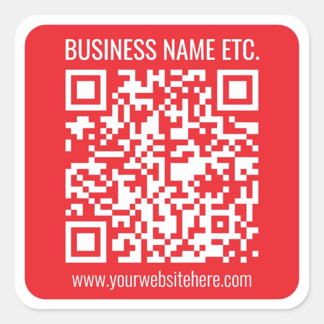 Instantly Create Your Own QR Code | Editable Red Square Sticker (Front)
