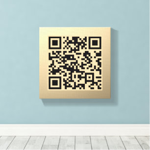 Instantly Editable QR code Template Faux Gold Canvas Print