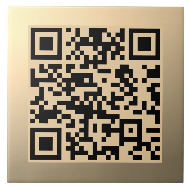 Instantly Editable QR code Template | Faux Gold Ceramic Tile (Front)