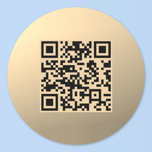 Instantly Editable QR code Template   Faux Gold Classic Round Sticker