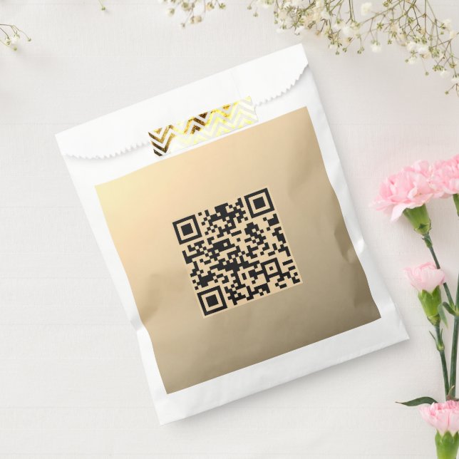 Instantly Editable QR code Template | Faux Gold Favour Bag (Sealed)
