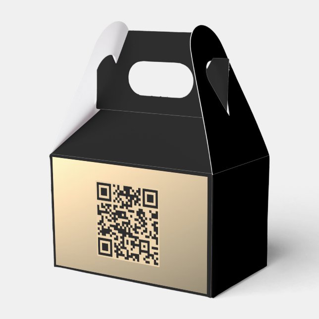 Instantly Editable QR code Template | Faux Gold Favour Box (Front Side)