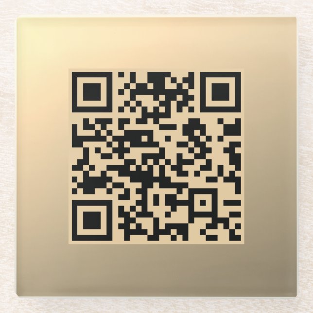 Instantly Editable QR code Template | Faux Gold Glass Coaster (Front)