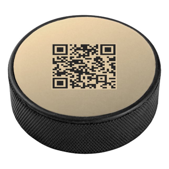 Instantly Editable QR code Template | Faux Gold Hockey Puck (3/4)