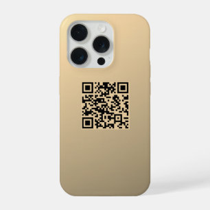 Instantly Editable QR code Template   Faux Gold iPhone 15 Pro Case