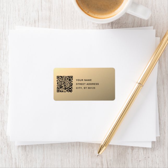 Instantly Editable QR code Template | Faux Gold Label (Insitu)