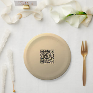 Instantly Editable QR code Template Faux Gold Paper Plate