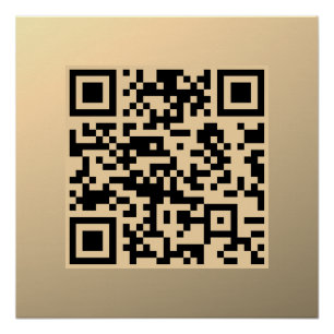 Instantly Editable QR code Template Faux Gold Poster