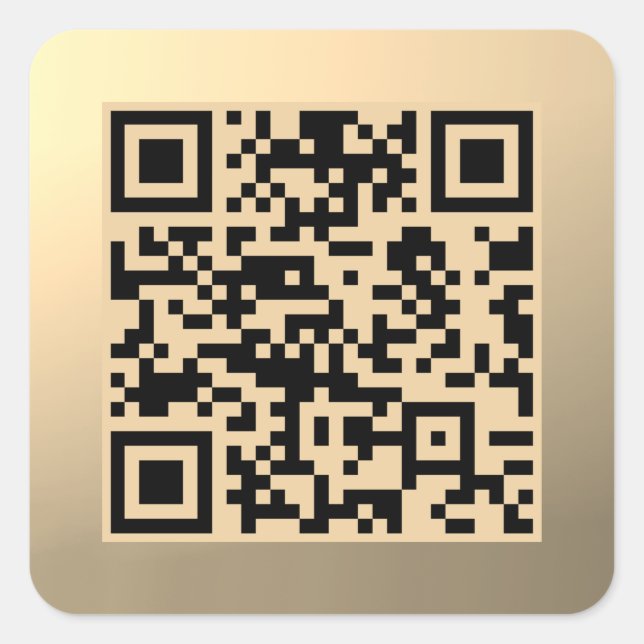 Instantly Editable QR code Template | Faux Gold Square Sticker (Front)