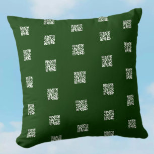 Instantly Make QR Code w/Tiled Pattern Deep Green Cushion