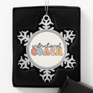 Instructional Coach Educational Coach Retro Snowflake Pewter Christmas Ornament