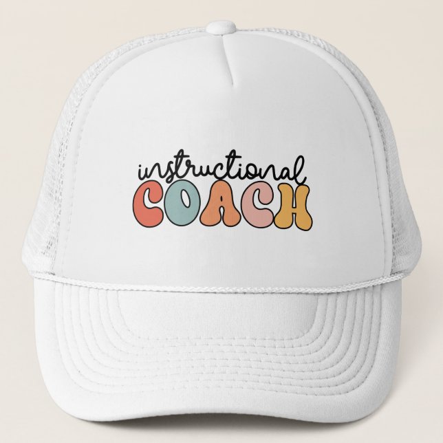 Instructional Coach Educational Coach Retro Trucker Hat (Front)
