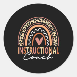 Instructional Coach leopard Rainbow Supplies Back Classic Round Sticker