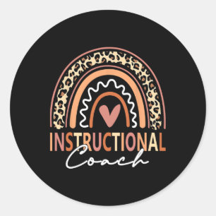 Instructional Coach Leopard Rainbow Supplies Byck Classic Round Sticker
