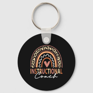 Instructional Coach Leopard Rainbow Supplies Byck  Key Ring