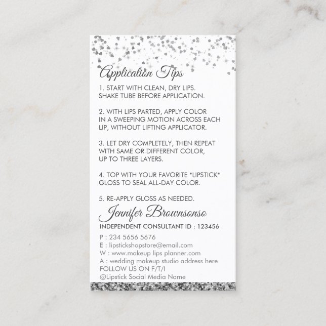 Instructions lips Application tips tricks makeup Business Card (Front)