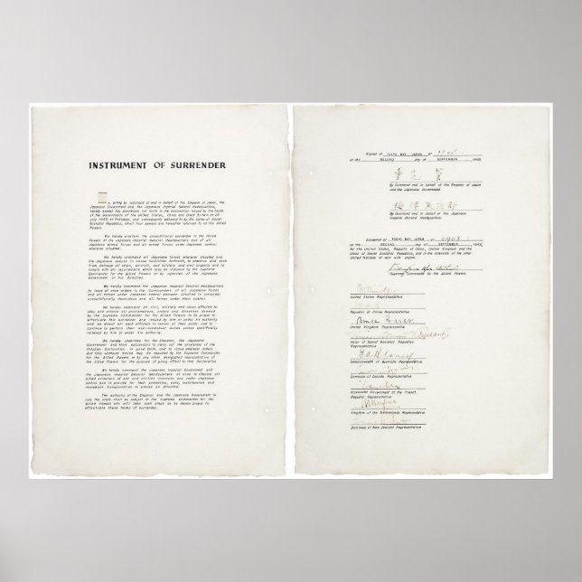 Instrument of surrender for Japan World War II Poster (Front)