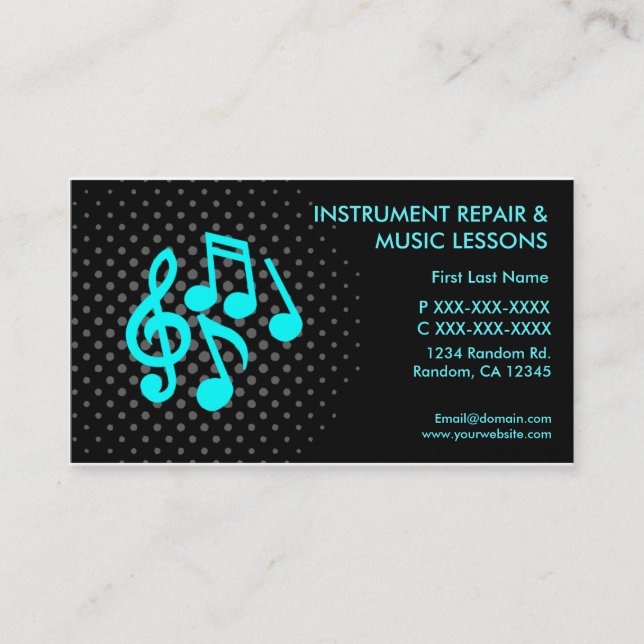 Instrument repair music lesson business cards (Front)
