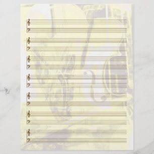 Instrument-Themed Staff Paper in Gold