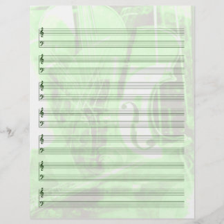 Instrument-Themed Staff Paper in Green