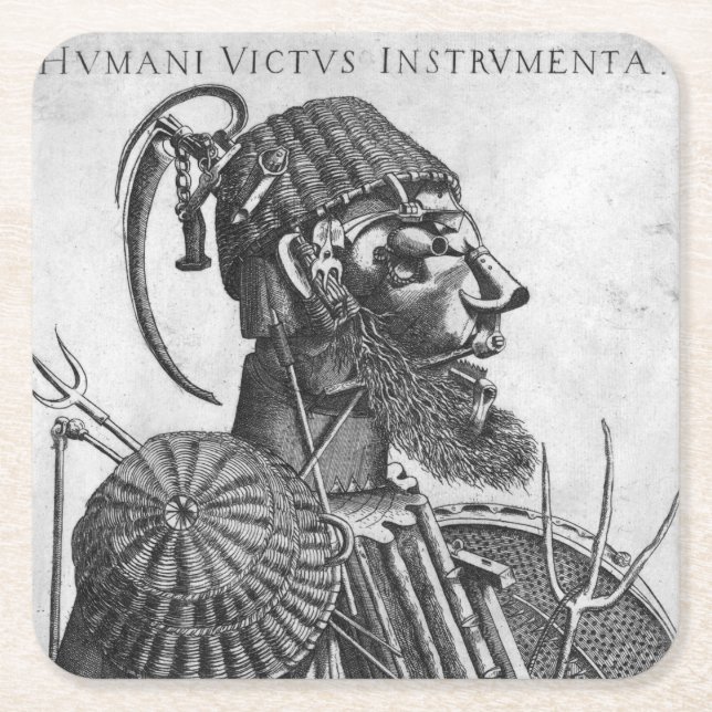 Instruments of Human Sustenance, Arcimboldo Square Paper Coaster (Front)