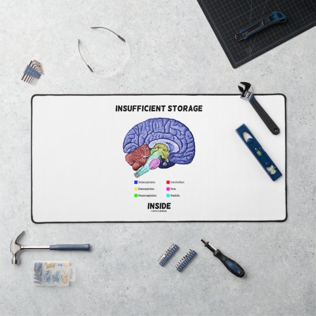 Insufficient Storage Inside Brain Anatomy Humour Desk Mat (Workstation)