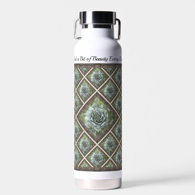 Insulated Water Bottle with Lovely Succulents (Front)