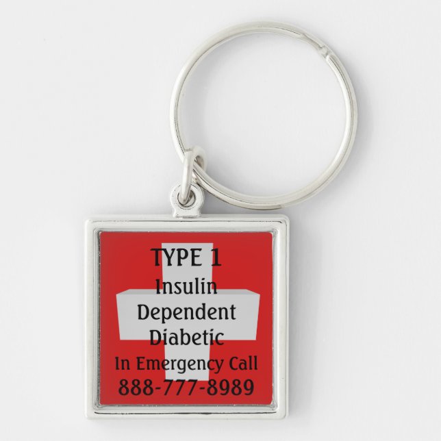 Insulin Dep Diabetic TYPE 1 Key Ring (Front)