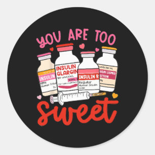 Insulin Diabetes Icu Nurse Valentine Classic Round Sticker