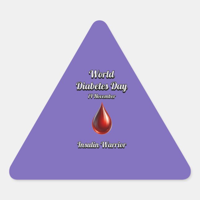 Insulin Warrior. World Diabetes Day.  Triangle Sticker (Front)