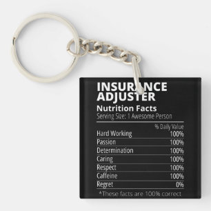 Insurance Adjuster Nutrition Facts Funny Key Ring