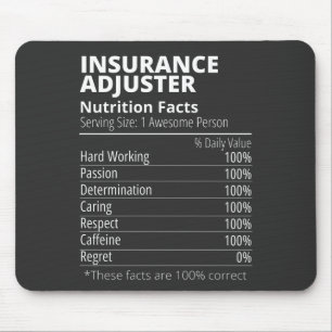Insurance Adjuster Nutrition Facts Funny Mouse Pad