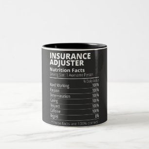Insurance Adjuster Nutrition Facts Funny Two-Tone Coffee Mug