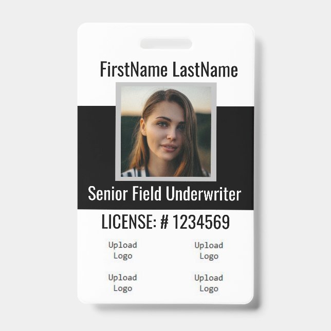 Insurance Agent Badge Front and Back Same ID Badge (Front)