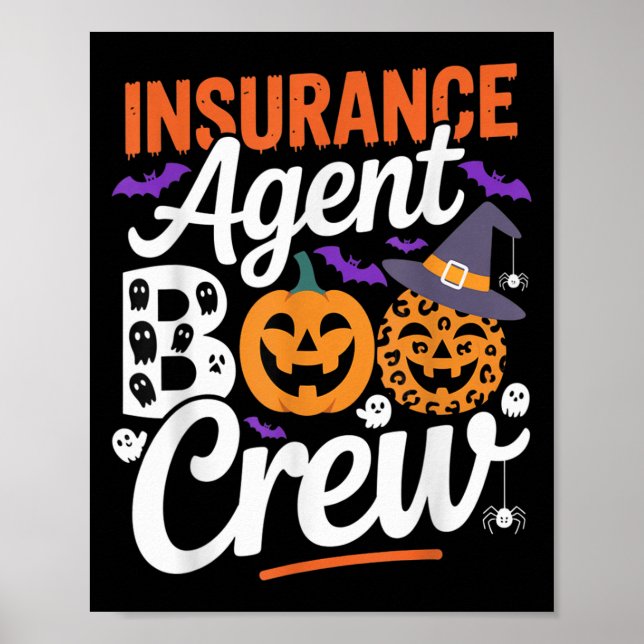Insurance Agent Boo Crew Halloween Matching Spooky Poster (Front)