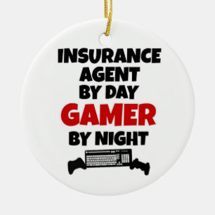 Insurance Agent by Day Gamer by Night Ceramic Tree Decoration