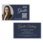 Insurance Agent Navy Blue Gold Photo QR Code 