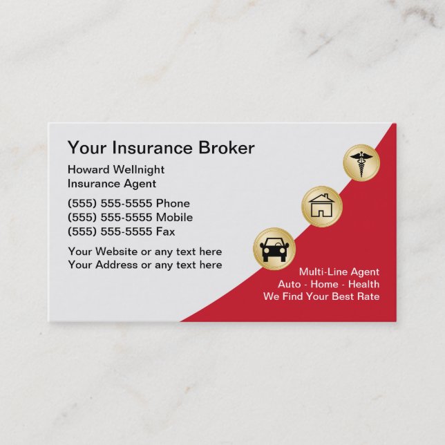 Insurance Broker Business Cards (Front)