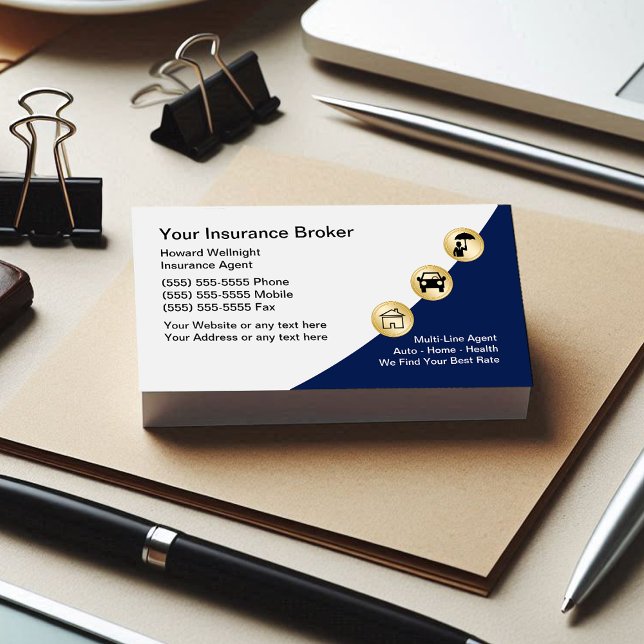 Insurance Broker Modern Classy Business Cards (Creator Uploaded)