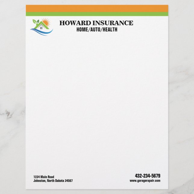 Insurance Company Custom Letterhead (Front)