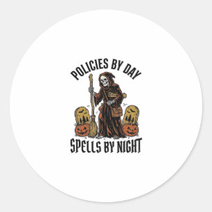 Insurance Witch Shirt Funny Halloween Agent Graphi Classic Round Sticker