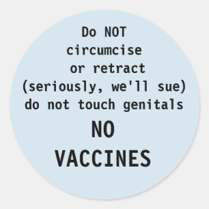 intact no circ hospital warning classic round sticker