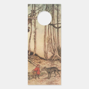 intage Arthur Rackham Red Riding Hood & Wolf Print Door Hanger